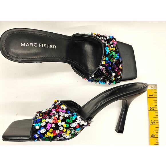 MARC FISHER Women's Danria Sequin Open Toe Strap Sequin Heels Size 8 - Picture 8 of 10